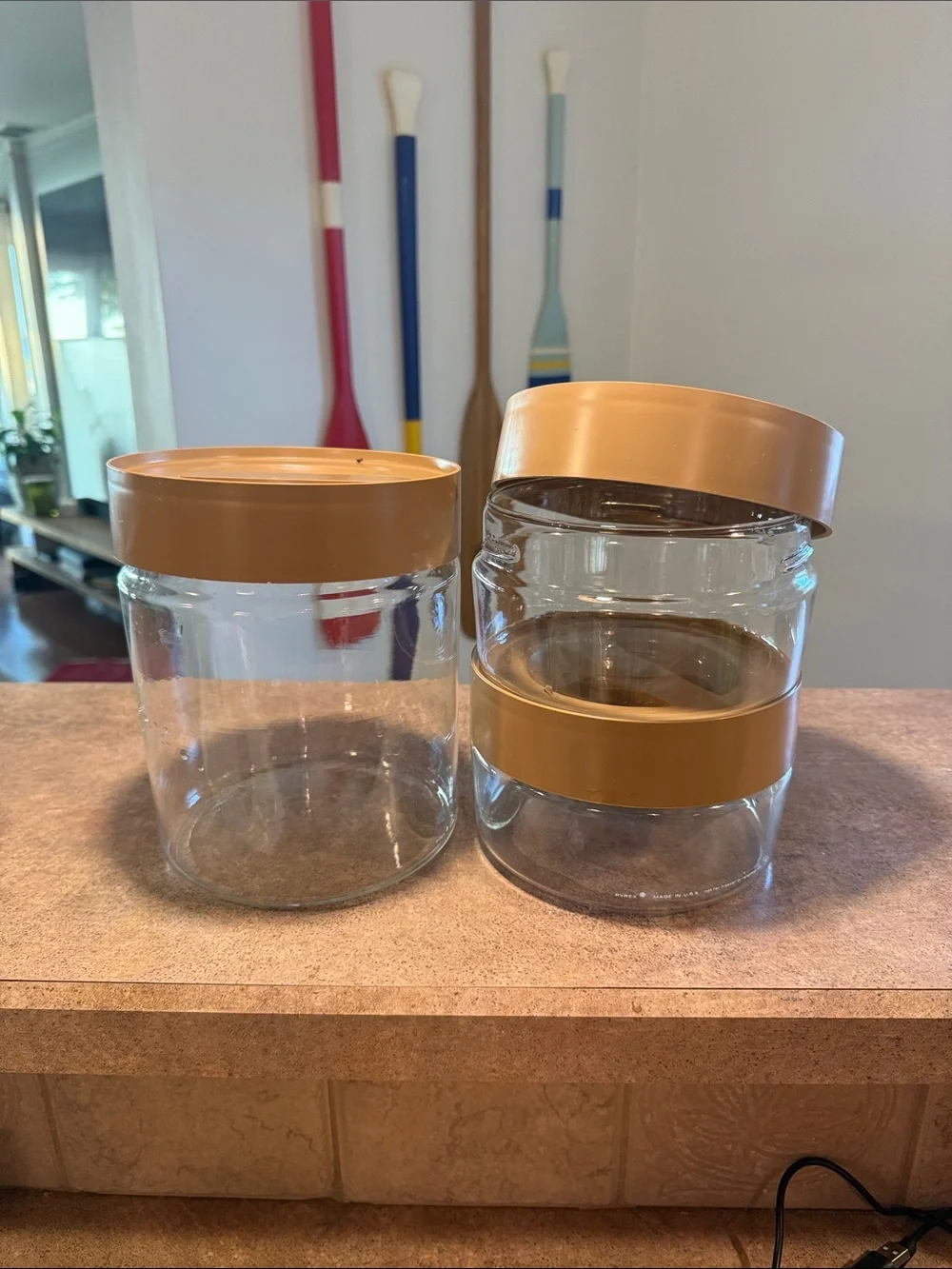 Pyrex Clear Storage Jars with Amber Lids - Set of 3